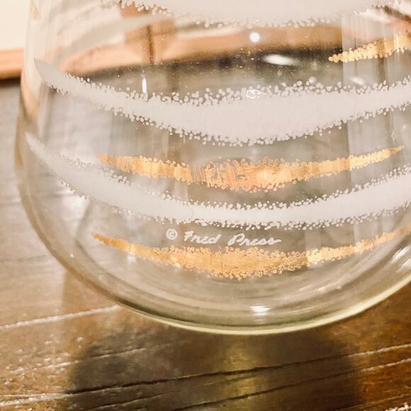 Vintage Fred Press Signed Coffee Decanter Mid Century Modern MCM White/Gold Desi - Picture 10 of 11